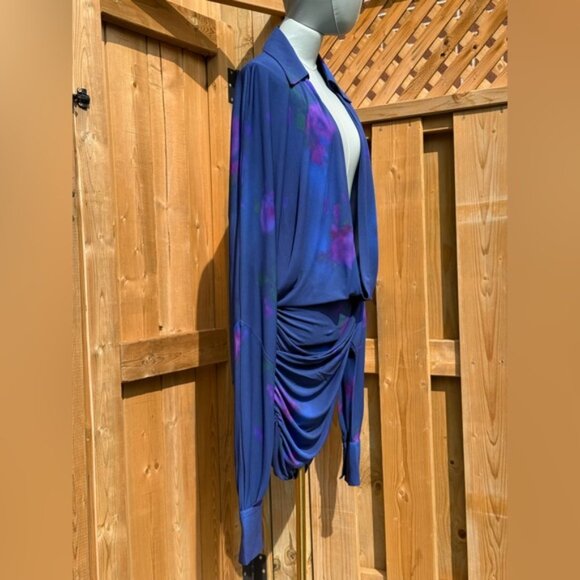 🆕 RAT & BOA 🧿 NWOT Volana Blue and Purple Floral Printed Cowl Neck Mini, Sz M - Picture 6 of 16